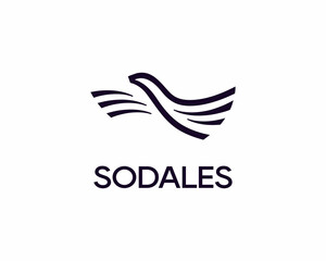 Flying bird logo design  template. Minimalist eagle wings freedom icon mark logotype.  illustration.