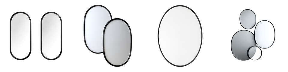Obraz premium Modern Minimalist Mirrors: Geometric Shapes on White Background