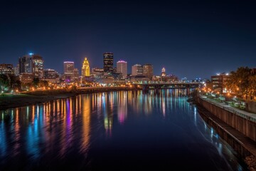 Obraz premium St. Paul Skyline at Night: Minnesota Cityscape with River Views