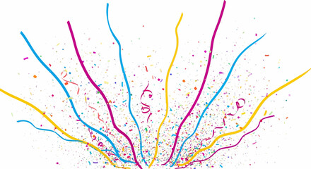 Colorful Confetti and Streamers Bursting Upward in Celebration.