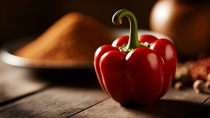 “Fresh & Fiery: Perfect Red Bell Pepper in Golden Light”