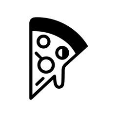 One-line pizza slice with melting cheese and circular toppings — playful and bold in a minimalist design.