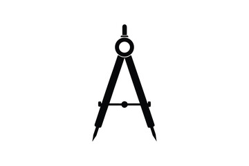 Geometric Compass Illustration Depicting Precision and Design Ideal for Technical Drawings and Mathematical Concepts Presented in Silhouette Style silhouette