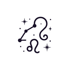Fototapeta premium Leo zodiac symbol silhouette vector logo with lion motif, generative ai