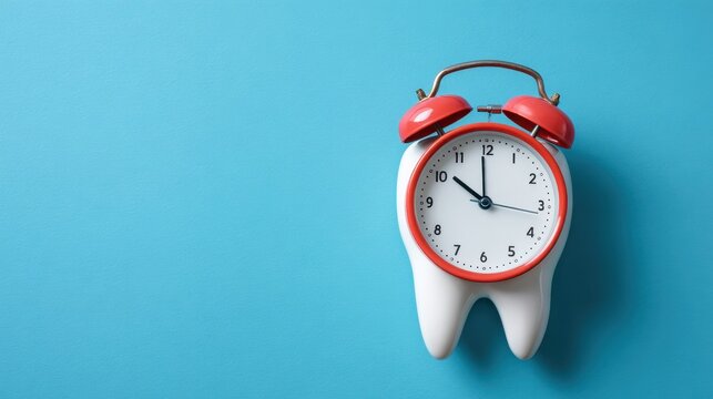 Tooth Clock. Time for Dental Health: Dentist's Appointment to Care for Happy Teeth