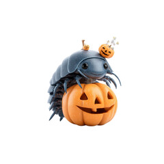 Adorable Isopod on Jack-o'-lantern for Halloween