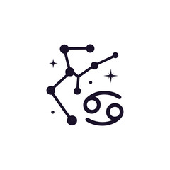 Cancer zodiac symbol silhouette vector logo in minimal abstract style, generative ai