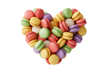 Isolated Heart of Macarons Dessert Candy Sweet Food Colorful Pastries
