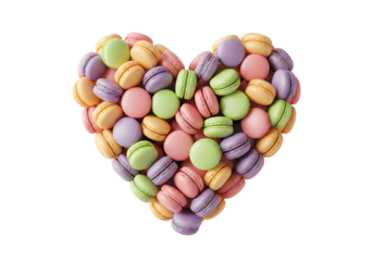 Isolated Heart Shape Macarons Sweet Treats Colorful Stack on Transparent