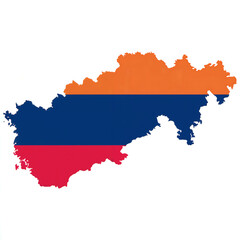 Fototapeta premium map of armenia in the colors of the flag of armenia on a white background