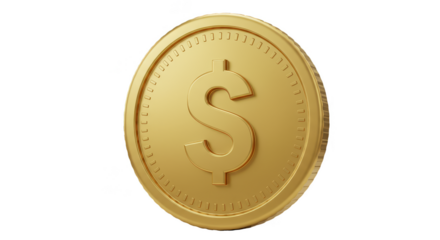 Gold Dollar Coin 3D Render Finance Investment Banking Economy