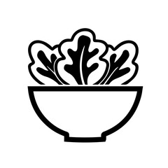 A bowl filled with leafy greens, drawn in a graceful single-line style — ideal for healthy food concepts.