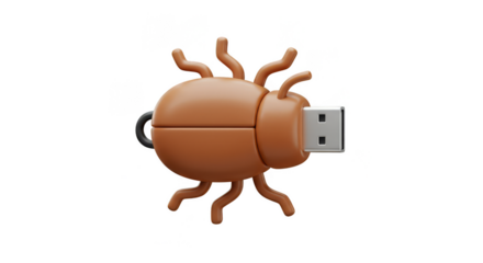Cybersecurity Bug USB Drive Malware Threat Illustration Transparent