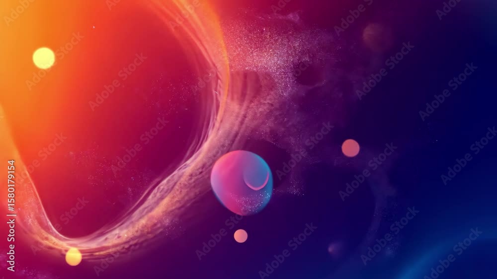Poster Vibrant abstract background with floating particles creating a colorful visual experience, Vibrant abstract background with floating particles and dreamy gradient