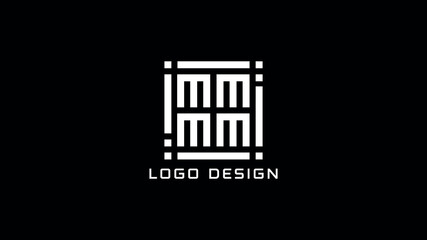 Creative M logo with structured grid design and modern layout, ideal for architecture, technology, or minimalist branding.