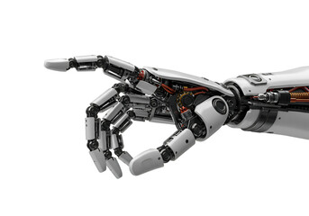 3d Rendering Robotic Hand Pointing with Metal Design in Transparent Background