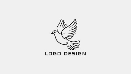 Fototapeta premium Elegant line art bird logo in minimal style, perfect for peace-related organizations, nonprofits, or natural brands.
