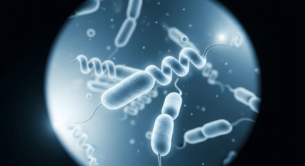 Obraz premium Exploring Leptospirosis Microscopic View of Bacteria Responsible for the Disease.