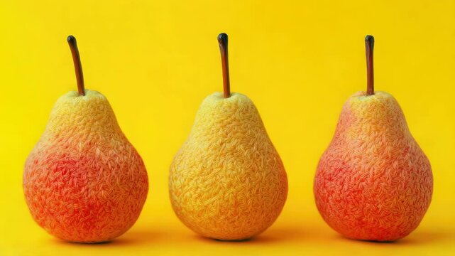 A vibrant display of ripe, healthy pears with varying shades from pale to darker hues.