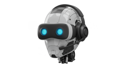 Futuristic Cyborg VR Headset: White Robotic Artificial Intelligence Machine