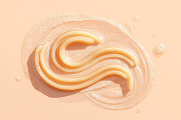 Abstract digestive shape formed by fries and grease on pastel background, evoking unhealthy eating and fast food concept with creative, modern, minimal style