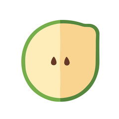 Fototapeta premium Simple, stylized illustration of a sliced green apple, showing the fruit's interior.