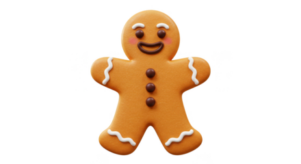Gingerbread Man Cookie Isolated Illustration for Christmas Holiday