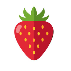 Fototapeta premium A vibrant, flat design illustration of a single strawberry.