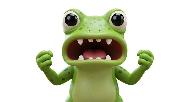 Angry cartoon frog figurine