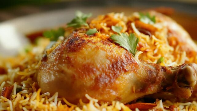 Tandoori chicken with curry and rice, spiced to perfection. Ethnic food at its best.