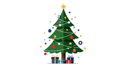 Festive Christmas Tree with Gifts Illustration for Holiday Season