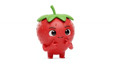 Obraz premium Cartoon strawberry character isolated