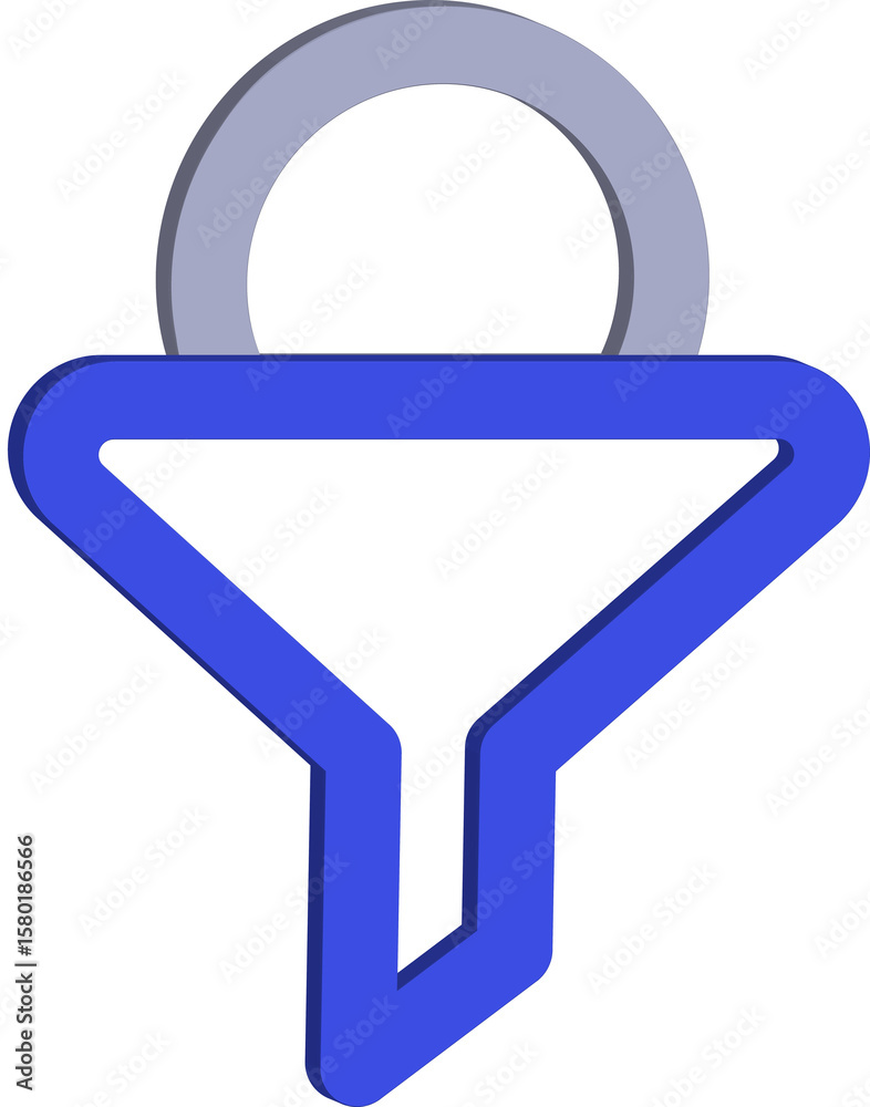 Fototapete Stylized 3d funnel icon with a circular handle on top representing filtering or search processes isolated on transparent background