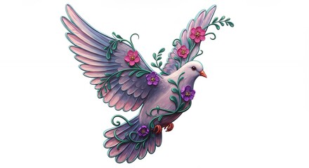 Obraz premium Ornate flying dove illustration