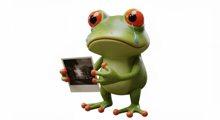 Fototapeta premium Sad frog with photograph