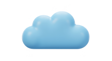 Fluffy Blue Cloud Cartoon Illustration Isolated on Transparent Sky