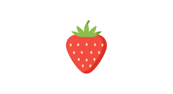 Illustration of a Single Red Strawberry Fruit Isolated on Transparent