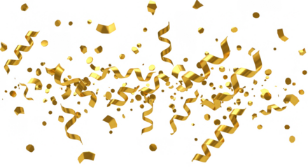 Golden Confetti Party Decoration Festive Holiday New Year Transparent Background
