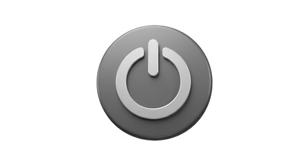 Gray Power Button Isolated Illustration on Transparent Background PNG