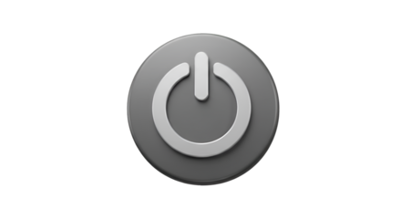 Gray Power Button Isolated Illustration on Transparent Background PNG