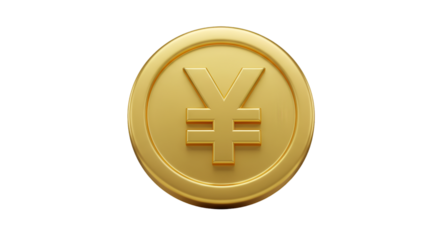 Illustration Gold Yen Coin Finance Currency On Transparent Background
