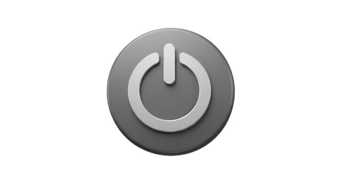 Gray Power Button Isolated Illustration on Transparent Background PNG