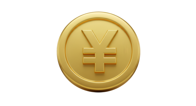 Illustration Gold Yen Coin Finance Currency On Transparent Background