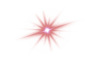 Fototapeta premium Transparent light flare effect. Glowing neon-pink light star ray. Radiant glow effects overlay. Design template.