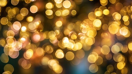Abstract golden yellow bokeh lights for festive Christmas background