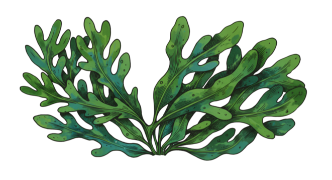 Green Seaweed Illustration Underwater Plant Life in the Ocean Algae Flora