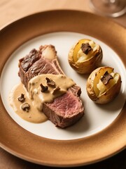 Chateaubriand with Truffle Cream Sauce & Stuffed Roasted Potato