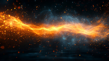 Fototapeta premium Abstract depiction of fiery energy currents colliding in a dark space.