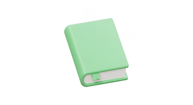 Green Book 3d Render Study Knowledge on Transparent Background