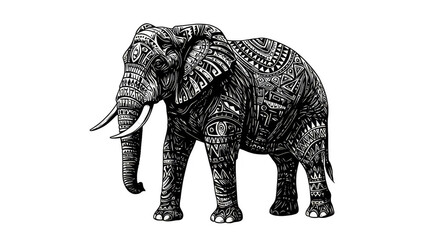 Fototapeta premium Illustration Elephant Animal Wildlife Graphic Pattern Transparent Background